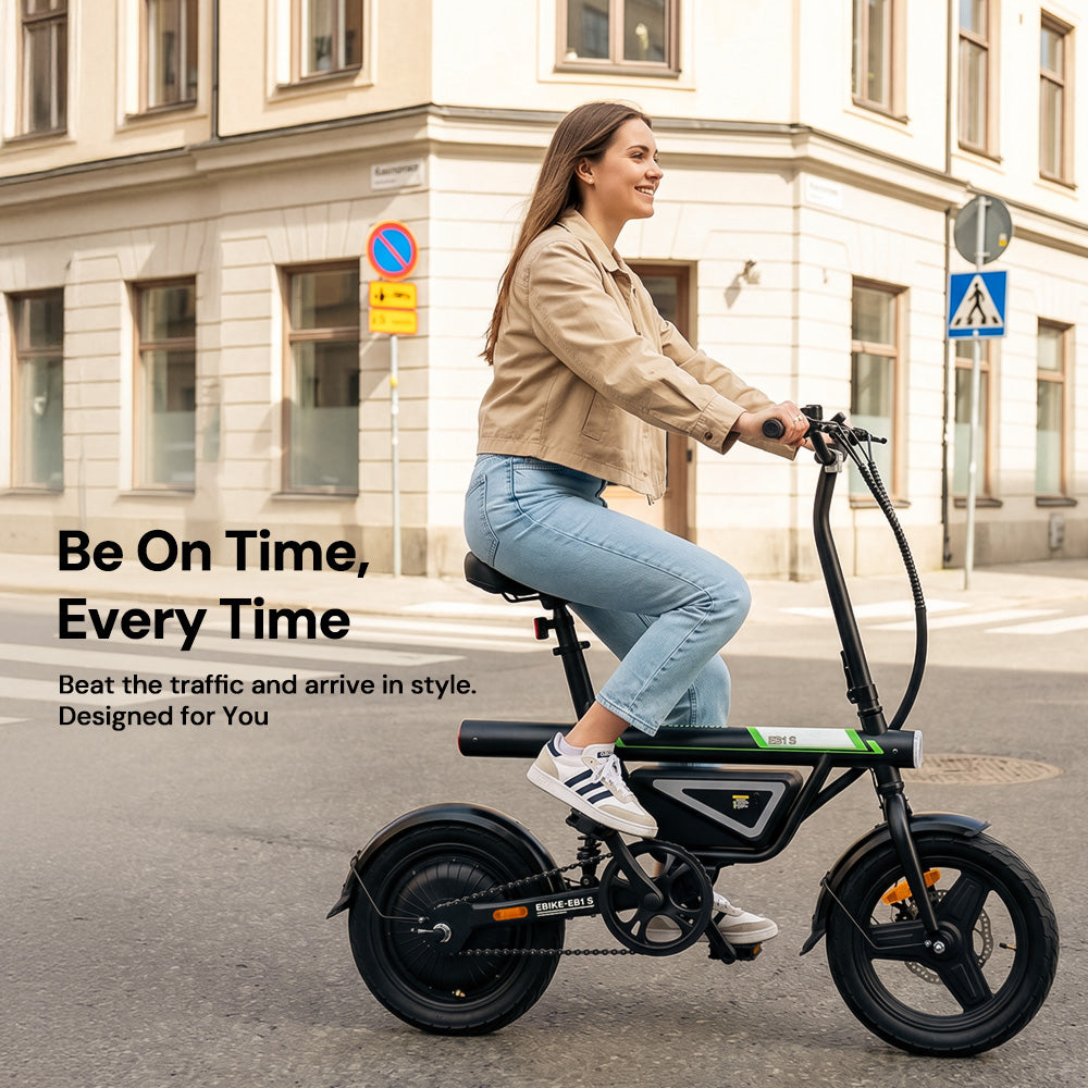 RIDEN EB1S Compact City Electric Bike | 250W, Top Speed 15.5mph, Pedal Assist, App Control, Folding