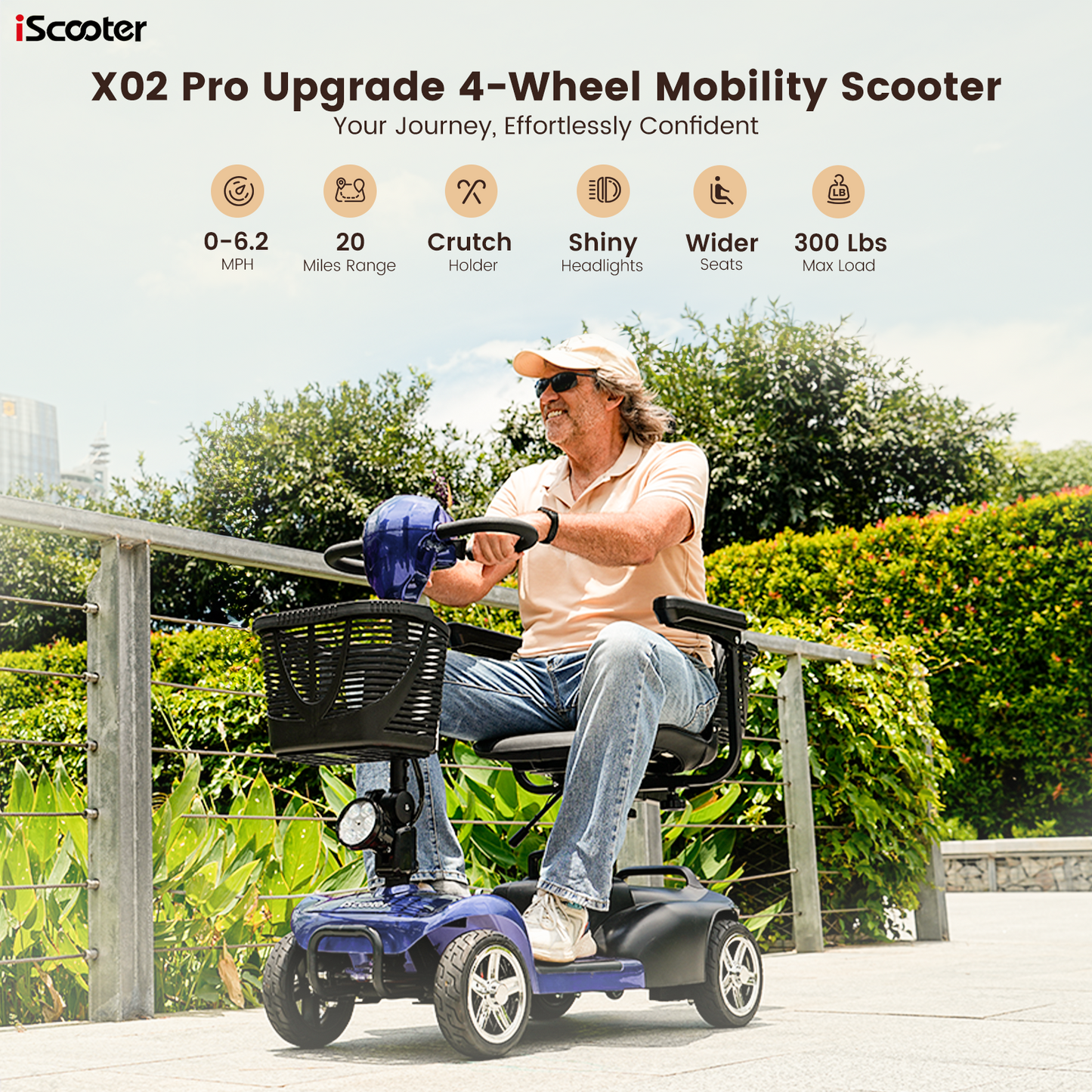 RIDEN X02 Mobility Scooter | Folding, 250W, Top Speed 5mph, 12-Mile Range, Swivel Seat, UKCA Certified