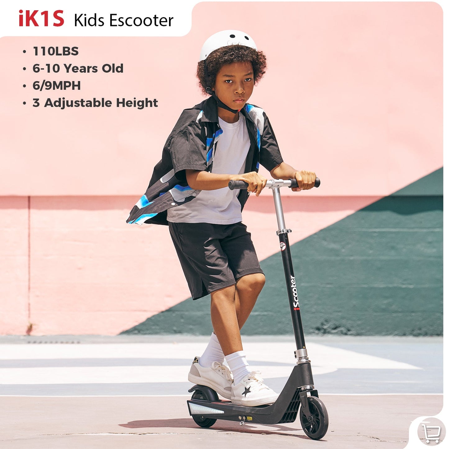 RIDEN iK3Pro Kids Electric Scooter | Height-Adjustable, Colourful LED Lights, Top Speed 6mph, Ages 4+