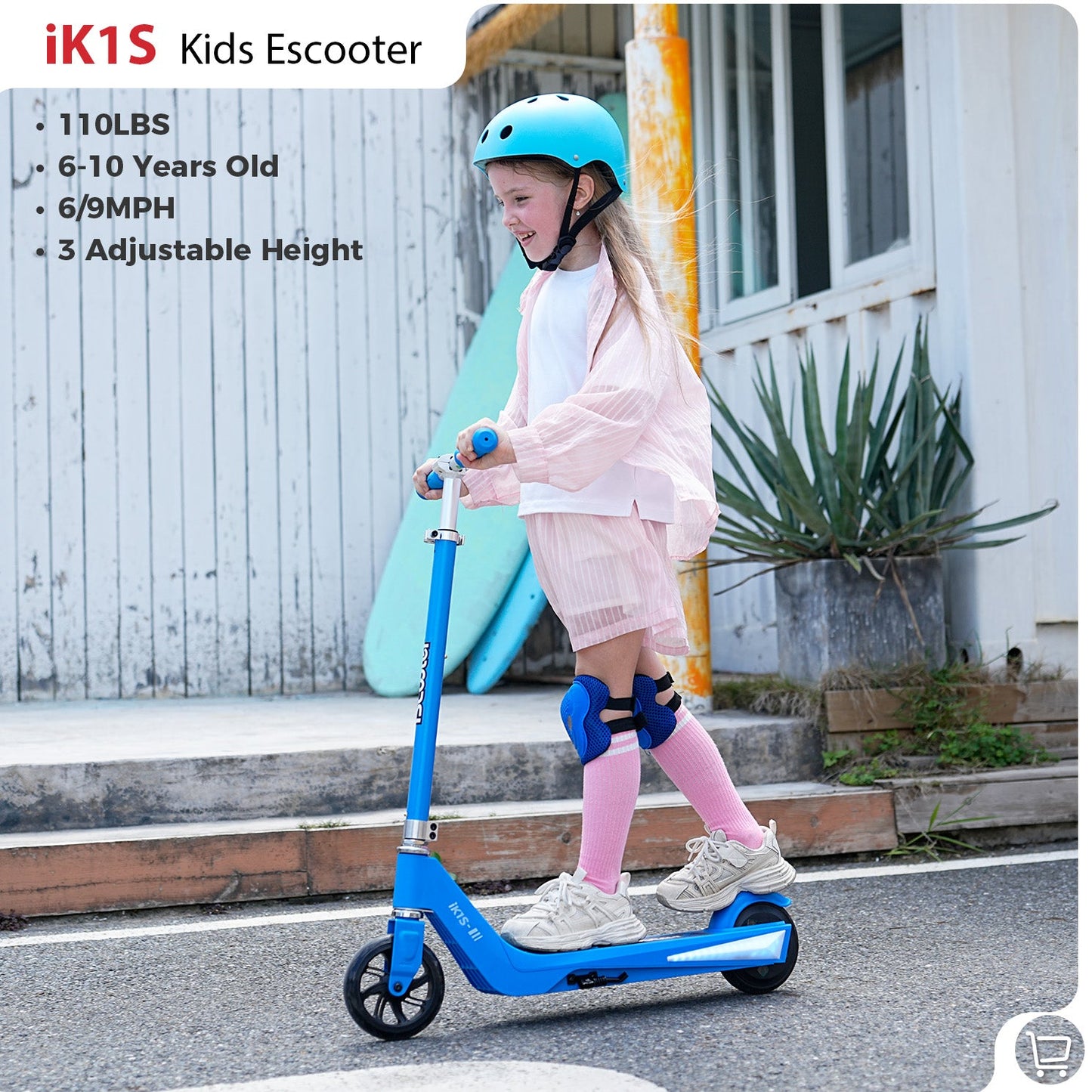 RIDEN iK3Pro Kids Electric Scooter | Height-Adjustable, Colourful LED Lights, Top Speed 6mph, Ages 4+