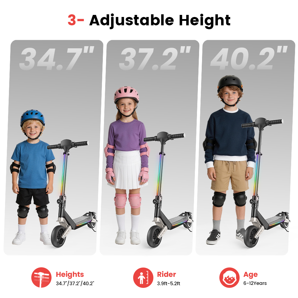RIDEN K6 Kids Electric Scooter | Dual Suspension, LED Display, Top Speed 9mph, Ages 6+